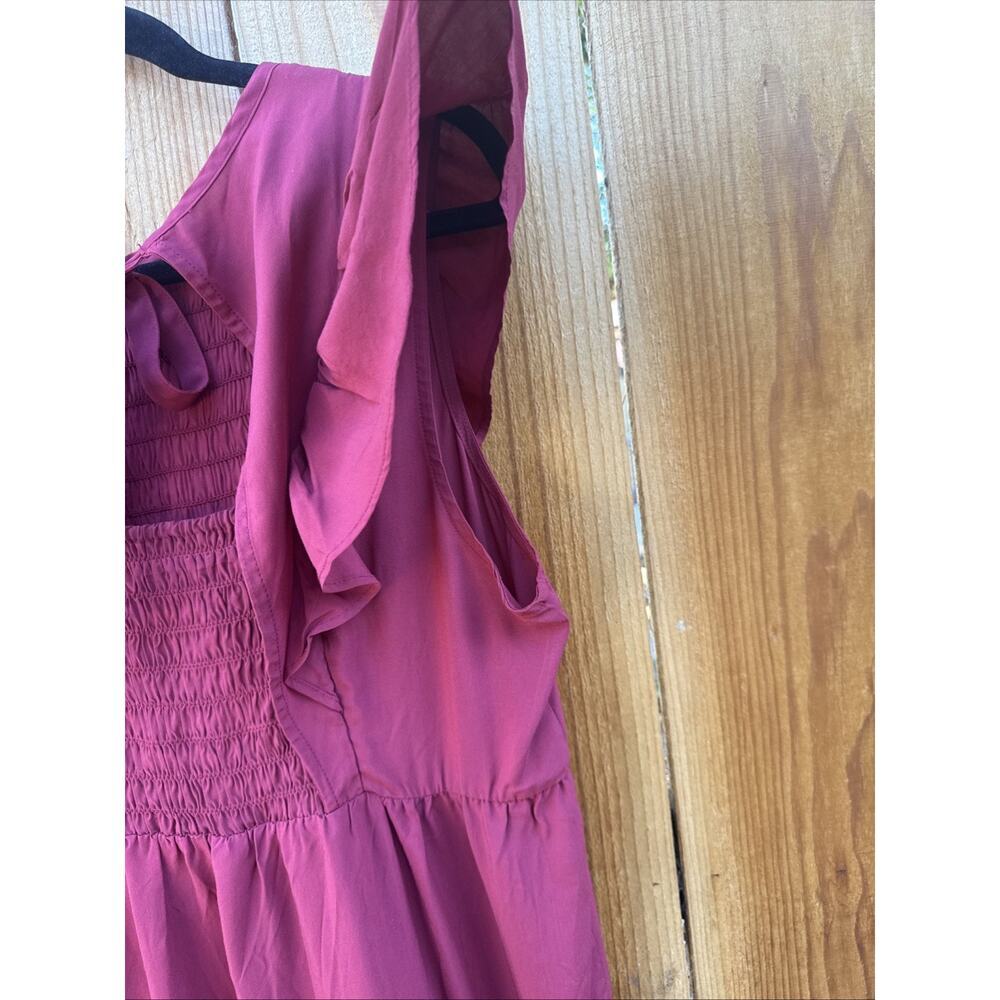 Old Navy Tiered Cottage Sundress Womens XL Rust Red Smocked Peasant Boho Midi - Picture 9 of 11